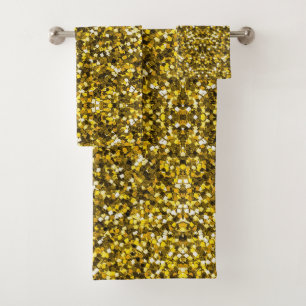 Golden Sequins Pattern Bath Towel Set