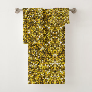 Golden Sequins Pattern Bath Towel Set