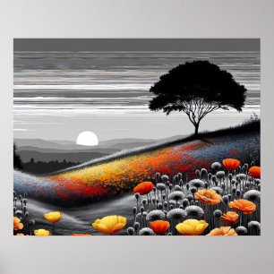 "Golden Serenity – A Dance of Colour and Contrast" Poster