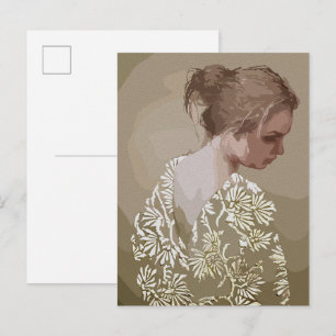 Golden Serenity – A Portrait of Reflection Postcard