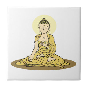 Golden Serenity Buddha ceramic tile