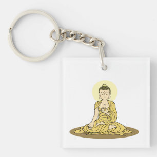 Golden Serenity Buddha keychain