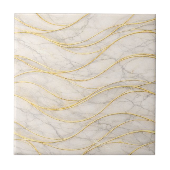 Golden Serenity Marble Waves – Luxury Seamless Tile (Front)