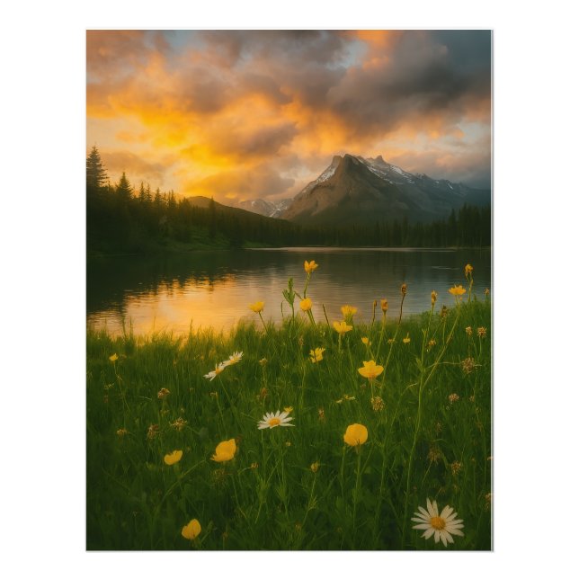 Golden Serenity: Mountain Lake  Photo Print (Front)