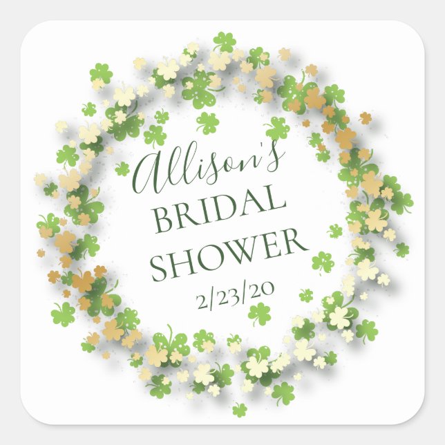 Golden Shamrock Bridal Shower Envelope Seal (Front)