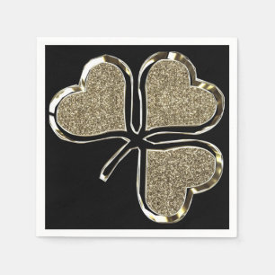 Golden Shamrock Irish Symbol 3 Leaf Clover Chic Napkin
