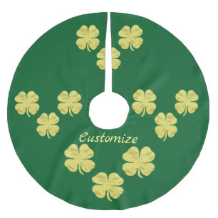 Golden Shamrocks Thunder_Cove Brushed Polyester Tree Skirt