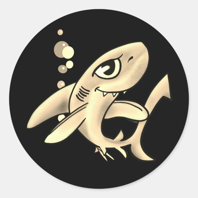Golden Shark Classic Round Sticker (Front)