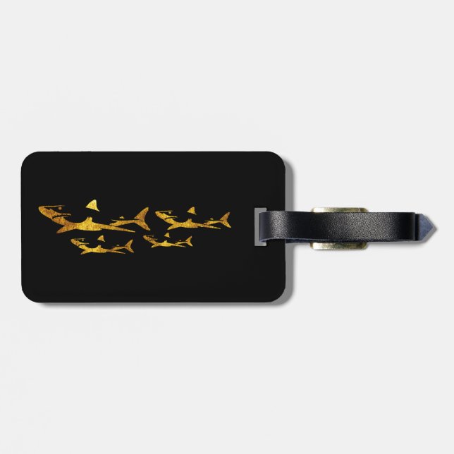 Golden Sharks Luggage Tag (Back Horizontal)