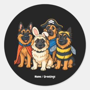 Golden Shepherd Ghost Dog Halloween Funny Spooky Classic Round Sticker