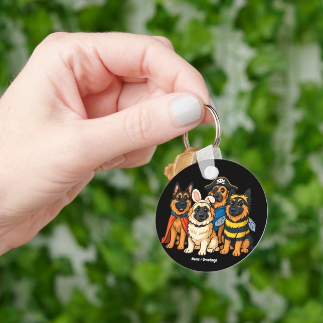 Golden Shepherd Ghost Dog Halloween Funny Spooky  Keychain (Hand)