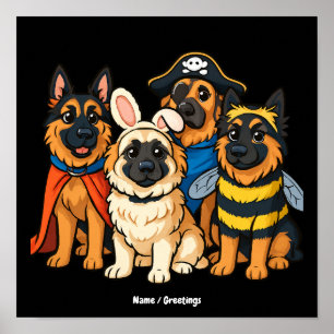 Golden Shepherd Ghost Dog Halloween Funny Spooky Poster