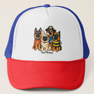 Golden Shepherd Ghost Dog Halloween Funny Spooky Trucker Hat