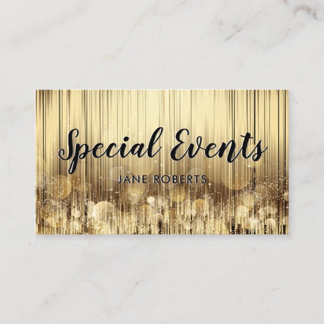 Golden Shimmer | Abstract Bokeh Lights Business Card (Front)