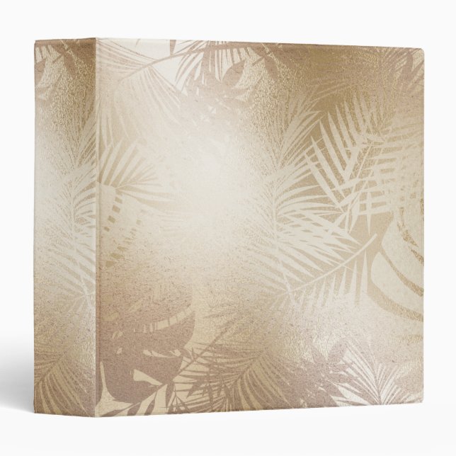 Golden Shine Botanical Tropical Palm Tree Leaves Binder (Front/Spine)