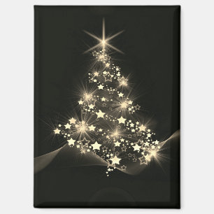 Golden Shine of Stars on Christmas Tree Dark  Magnet