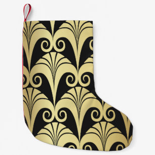 Golden shine texture. Gold vintage art deco geomet Small Christmas Stocking