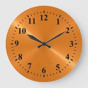 Golden Shiny Brushed Steel Metal Large Clock
