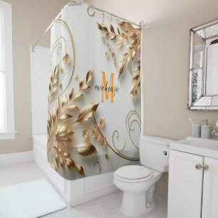 Golden Shiny Orange Monogram Modern Script Wedding