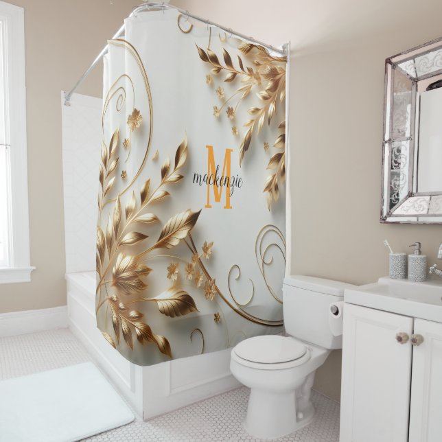 Golden Shiny Orange Monogram Modern Script Wedding (In Situ)