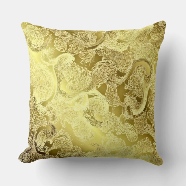 Golden shiny pattern chic pillow,,template, floral throw pillow (Front)