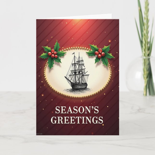 Golden Ship Christmas Card (Front)