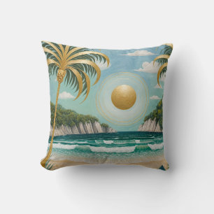Golden Shores Throw Pillow