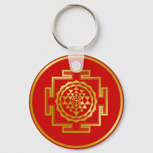 Golden Shree Yantra Keychain