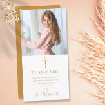 Golden Signature Photo First Holy Communion Thank You Card<br><div class="desc">Featuring golden script signature name. Personalise with your photo and special first holy communion thank you message in chic gold lettering on this stylish design. Designed by Thisisnotme©</div>