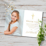 Golden Signature Photo First Holy Communion Thank You Card<br><div class="desc">Featuring golden script signature name. Personalise with your photo and special first holy communion thank you message in chic gold lettering on this stylish design. Designed by Thisisnotme©</div>