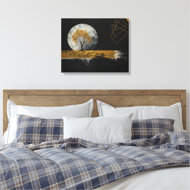 Golden Silence Under the Moon Canvas Print (Insitu(Bedroom))