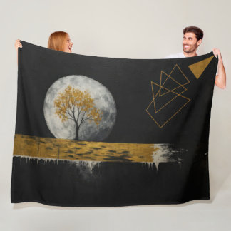 Golden Silence Under the Moon Fleece Blanket