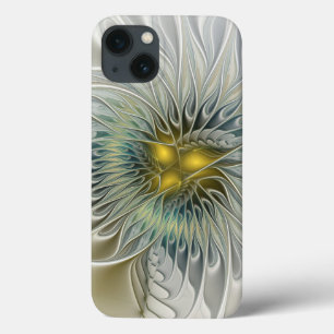 Golden Silver Flower Fantasy abstract Fractal Art iPhone 13 Case