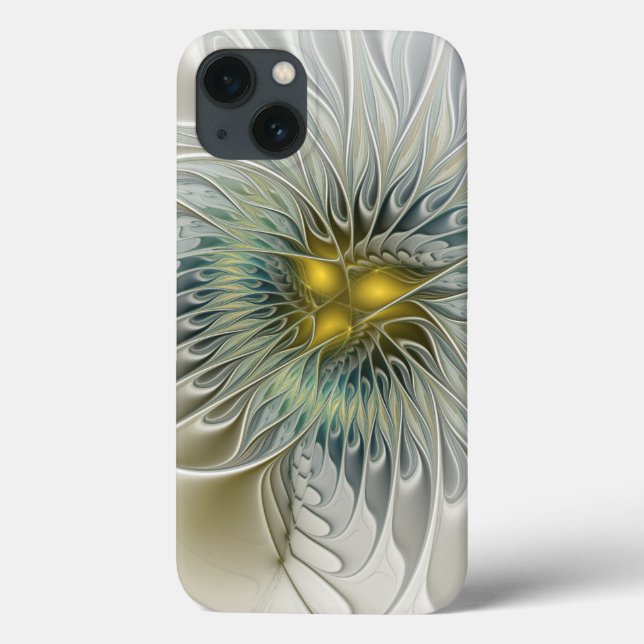 Golden Silver Flower Fantasy abstract Fractal Art Case-Mate iPhone Case (Back)