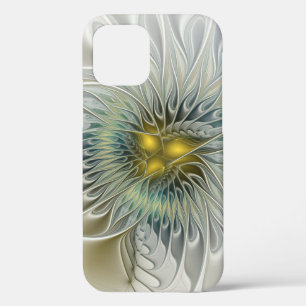 Golden Silver Flower Fantasy Abstract Fractal Art iPhone 12 Case