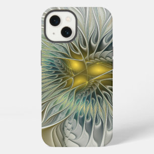 Golden Silver Flower Fantasy abstract Fractal Art iPhone 13 Case
