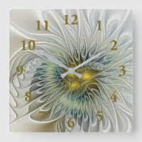 Golden Silver Flower Fantasy abstract Fractal Art