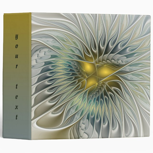 Golden Silver Flower Fantasy abstract Fractal Text Binder (Front/Spine)