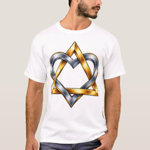 Golden Silver Heart Triangle Love Symbol T-Shirt
