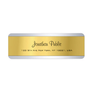 Golden Silver Plain Modern Script Return Address