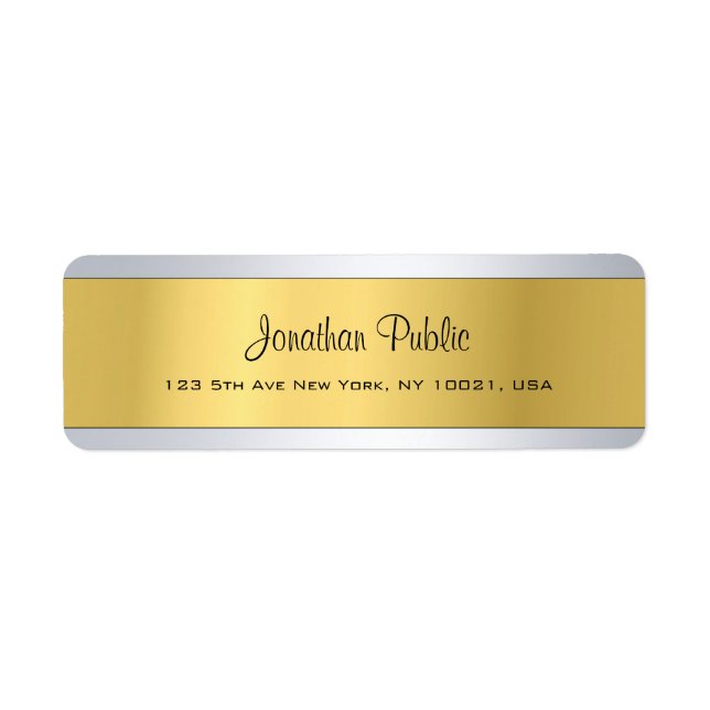 Golden Silver Plain Modern Script Return Address (Front)