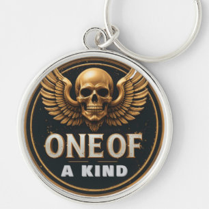 Golden Skull and Wings Design Keychain