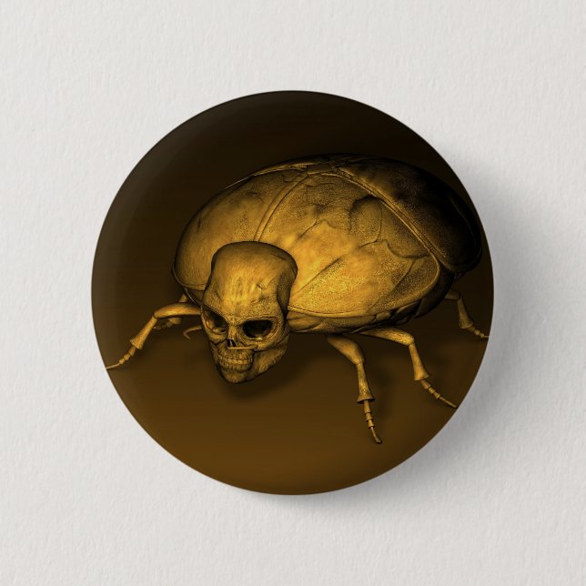 Golden Skull Bug 2 Inch Round Button (Front)