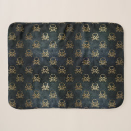 Golden Skull & Crossbones Sherpa Blanket