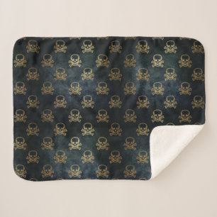 Golden Skull & Crossbones Sherpa Blanket