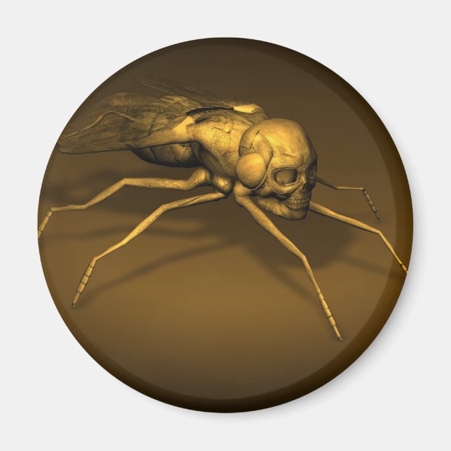 Golden Skull Fly Magnet (Front)