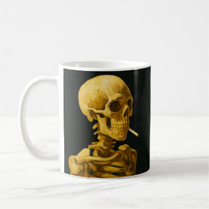 Golden Skull Smoking – Unique Van Gogh Inspired Coffee Mug