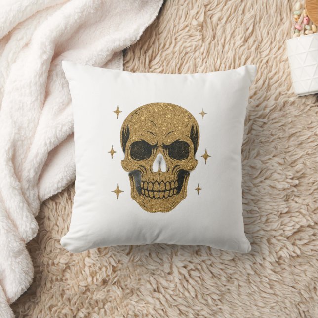 Golden Skull Throw Pillow (Blanket)