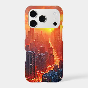 Golden Skyline: Radiant City Sunset Art