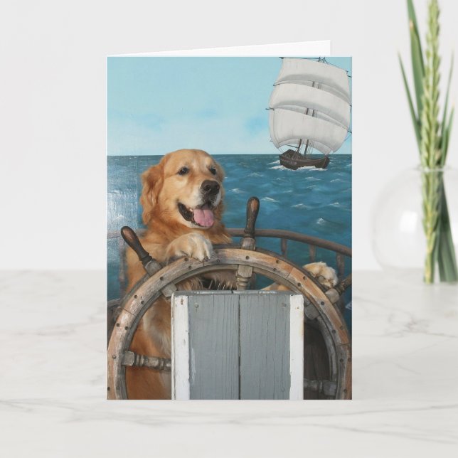 Golden Smooth Sailing Birthday Card (Front)